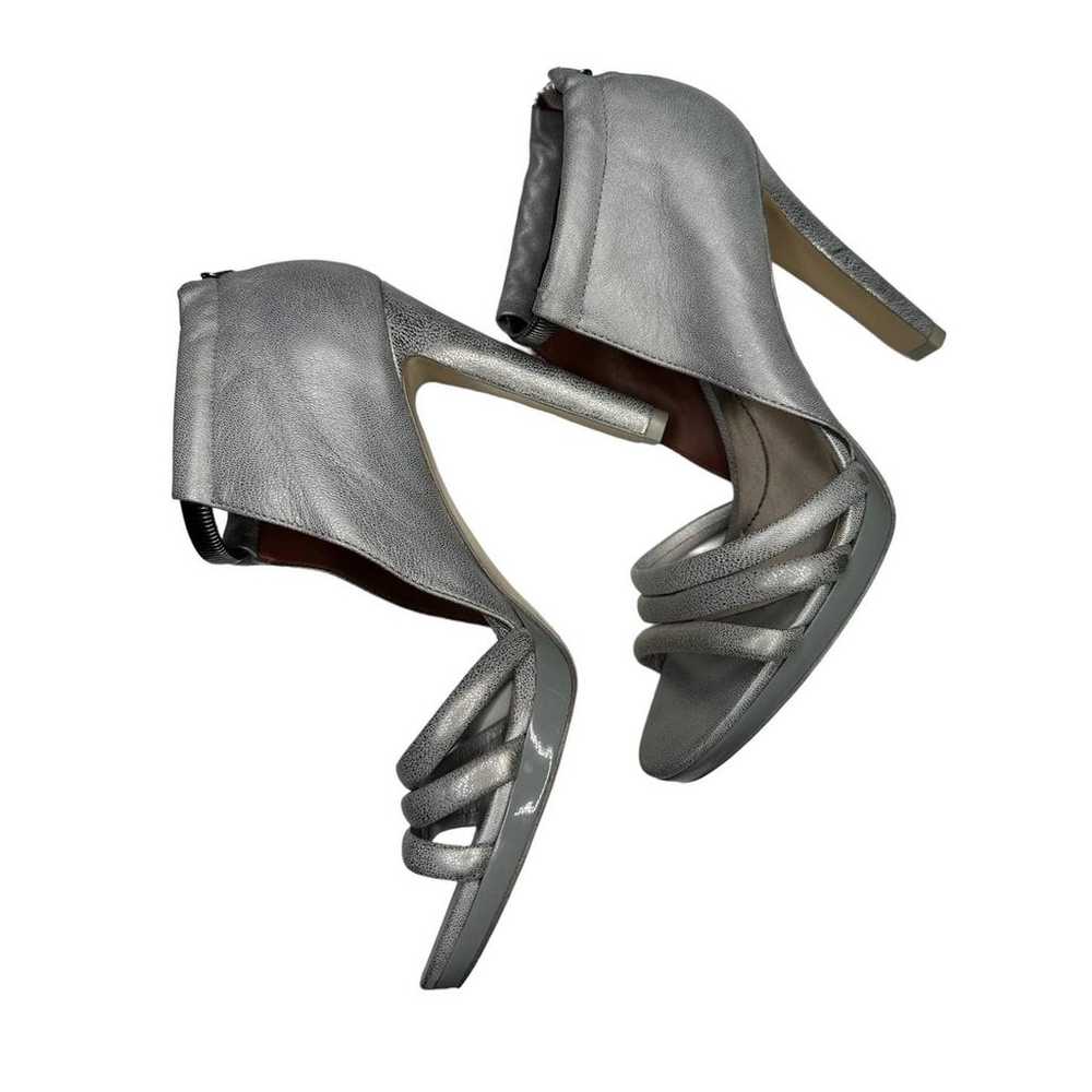 BCBGMAXAZRIA Silver strappy leather heels - size 8 - image 1