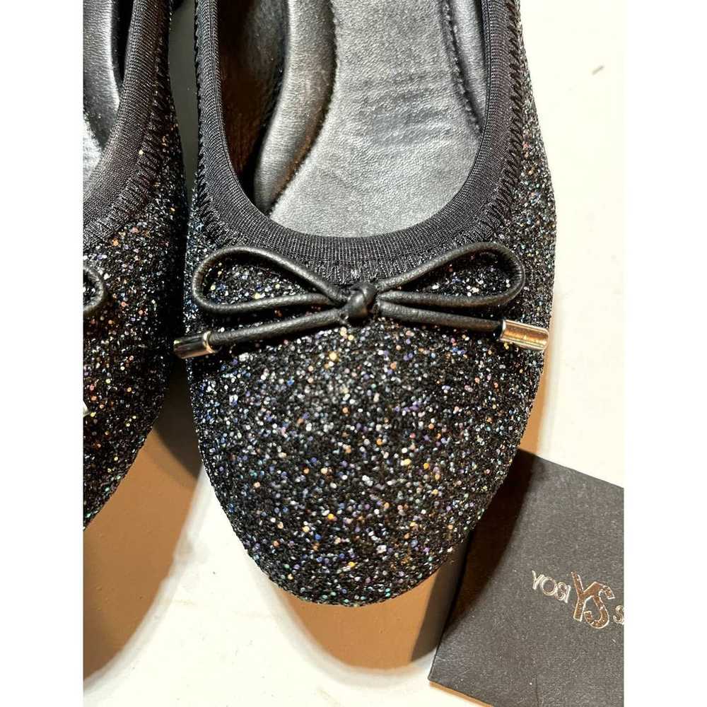 Yosi Samra Black/Glitter Low heeled Evening Pump … - image 3