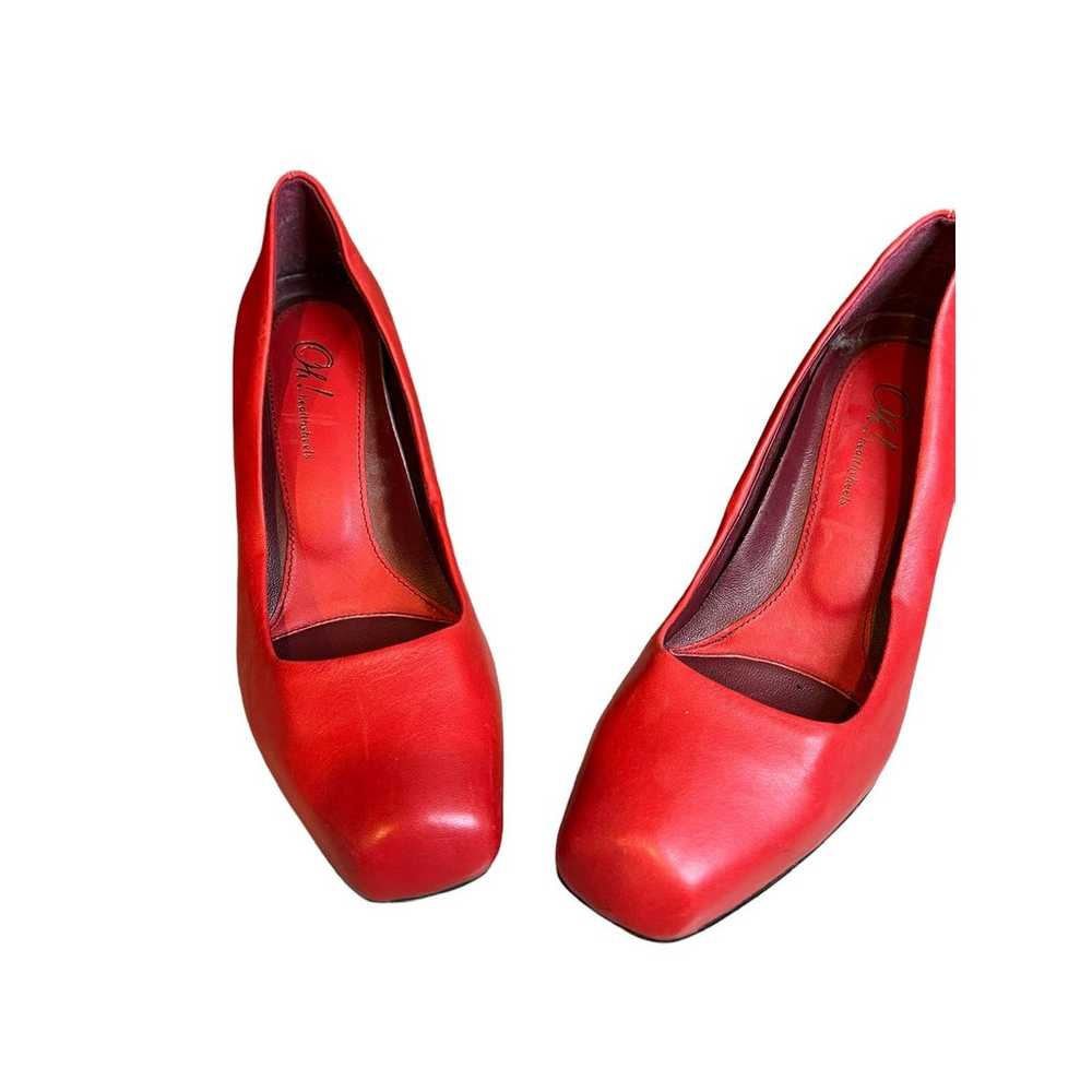 Vintage red leather pin up pumps - image 3