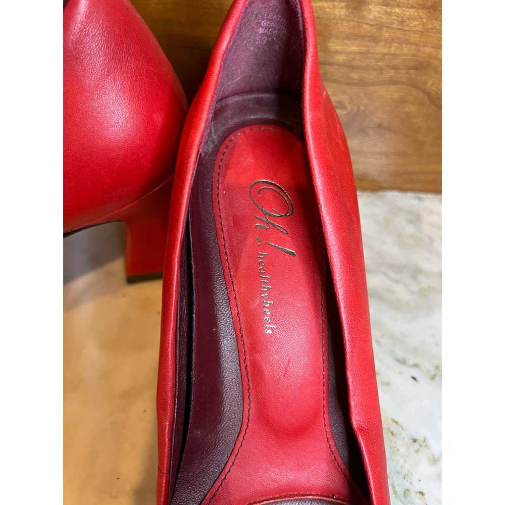 Vintage red leather pin up pumps - image 8