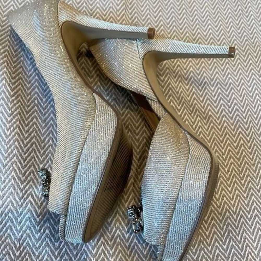 Mine West Peep Toe Jeweled Shimmer Heels - image 4