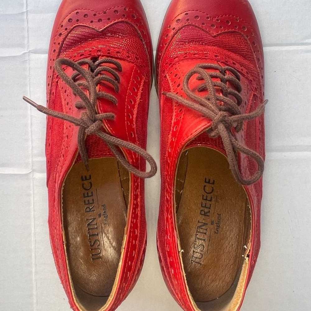 Justin Reece Dark Red England Loafer Heels - Size… - image 4