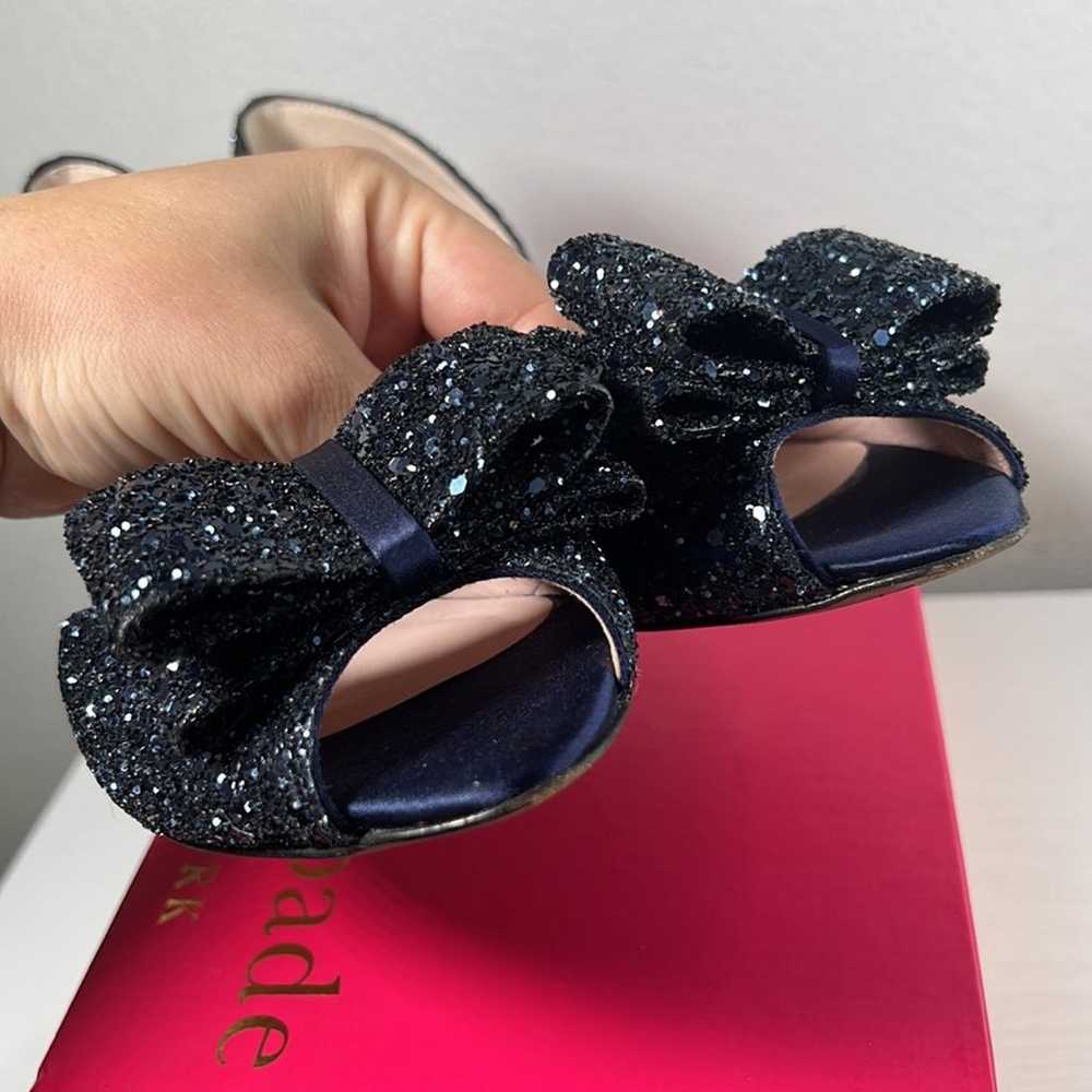 Kate Spade Sela Heels Navy Satin Glitter Size 7.5… - image 12
