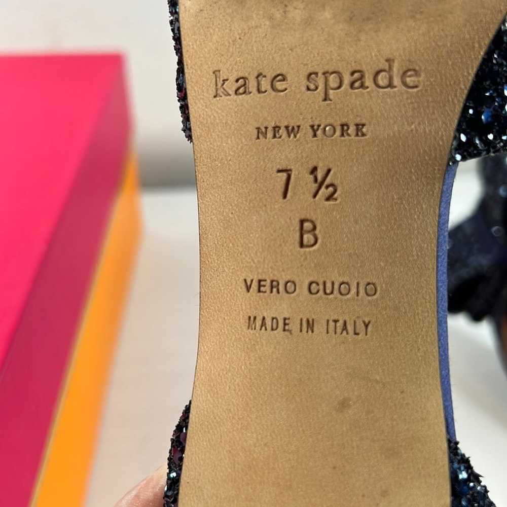 Kate Spade Sela Heels Navy Satin Glitter Size 7.5… - image 6