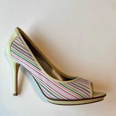Via Spiga Ivory/Pastels Multicolor Stripes Heels … - image 1