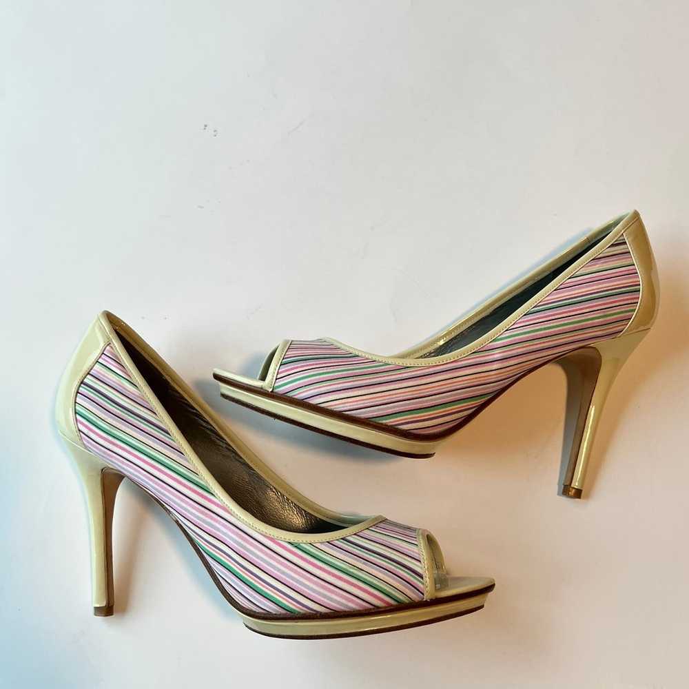 Via Spiga Ivory/Pastels Multicolor Stripes Heels … - image 2