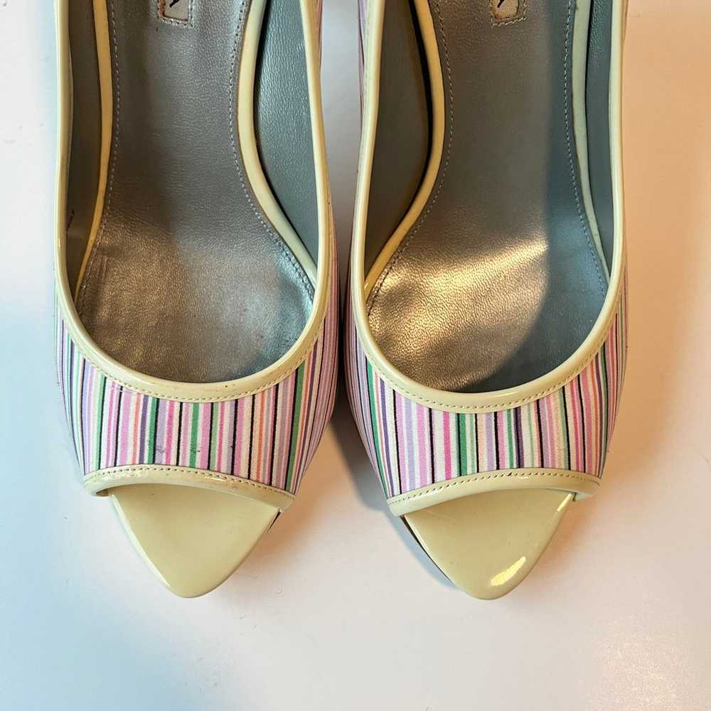 Via Spiga Ivory/Pastels Multicolor Stripes Heels … - image 6
