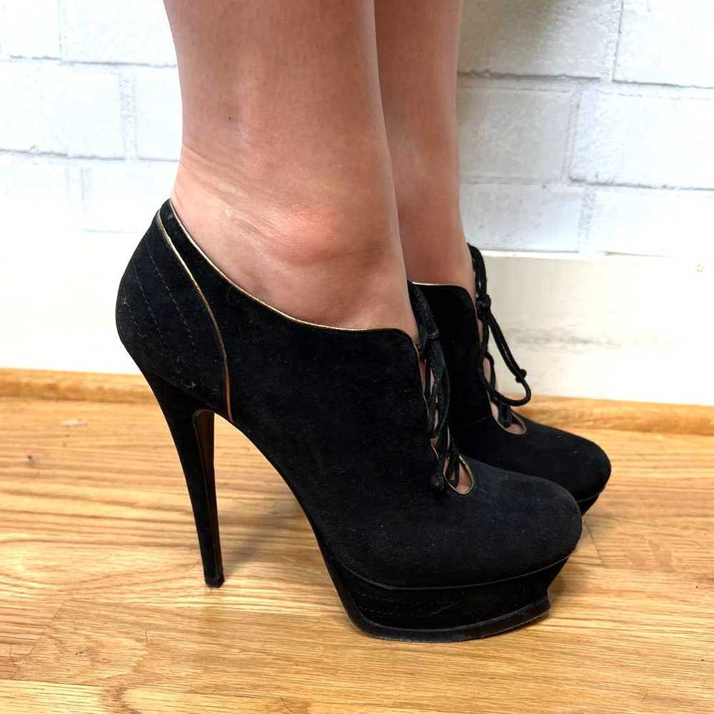 YSL 7.5 Sexy Lace Up Corset Platform Booties Kid … - image 6