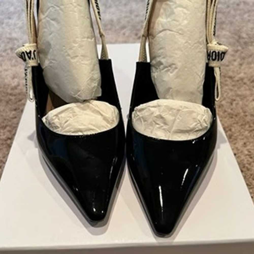 Slingback Black Patent Sandals Shoes Pump size 39 - image 3