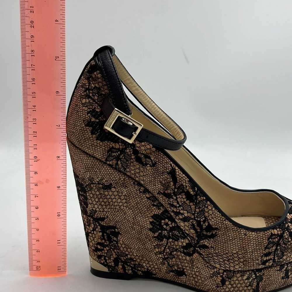 Jimmy Choo “Pacific” Beige Cork & Lace Peep Toe A… - image 10