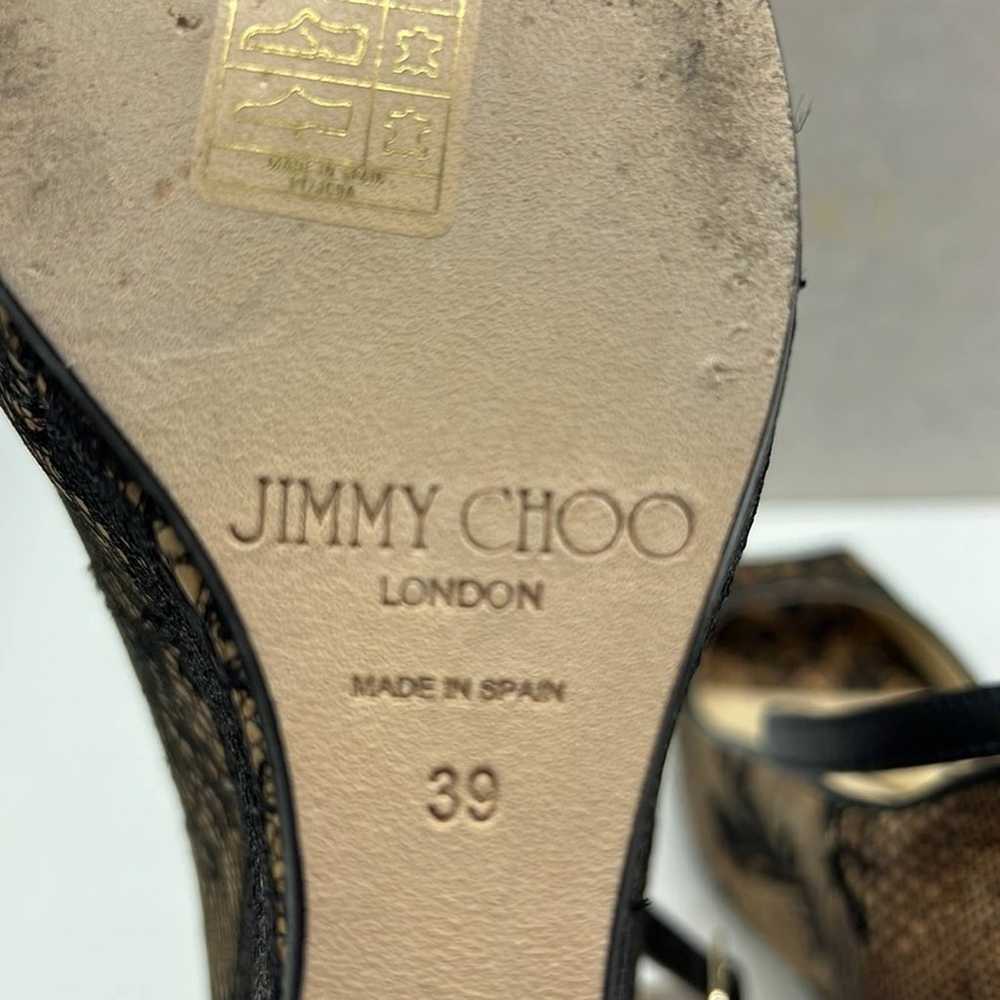 Jimmy Choo “Pacific” Beige Cork & Lace Peep Toe A… - image 6