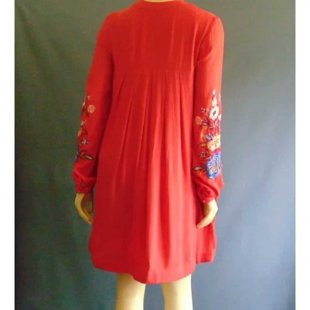 Free People Red Mia Floral Embroidered Rayon Crin… - image 7