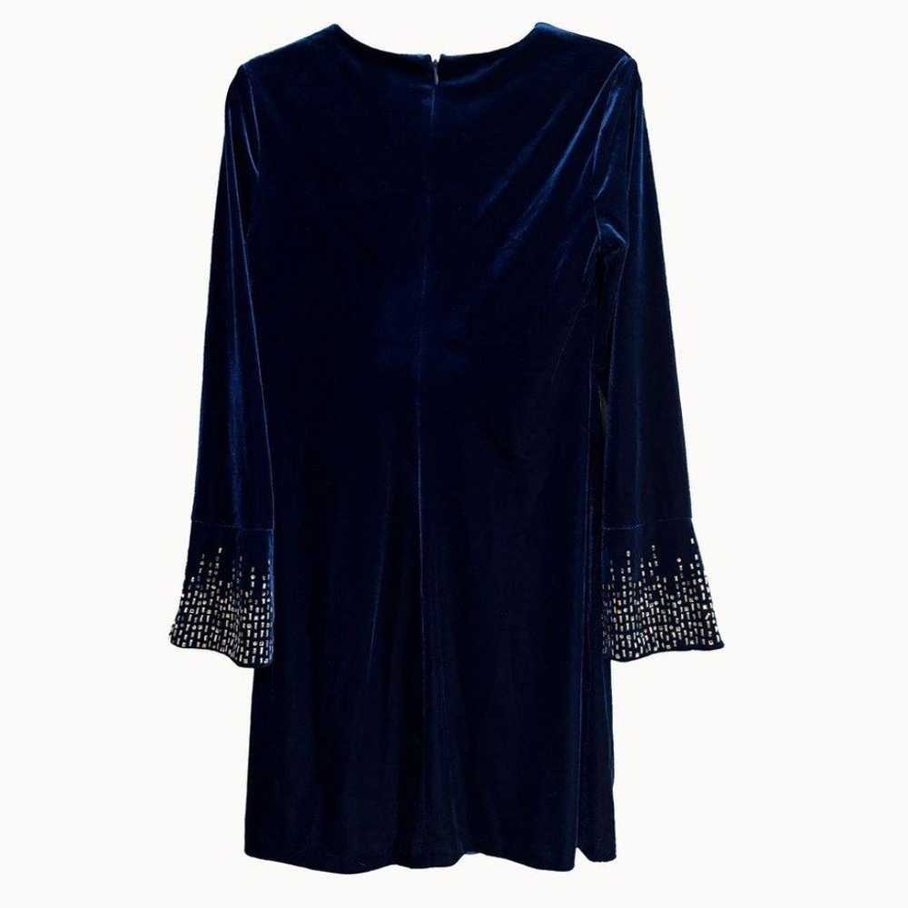 CALVIN KLEIN Blue Velvet Mini Dress with Silver B… - image 2