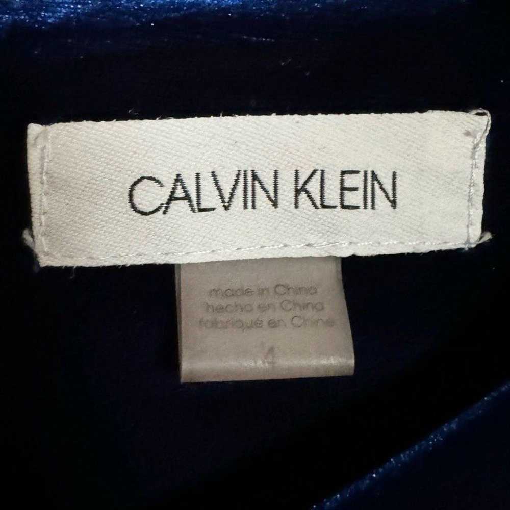 CALVIN KLEIN Blue Velvet Mini Dress with Silver B… - image 4
