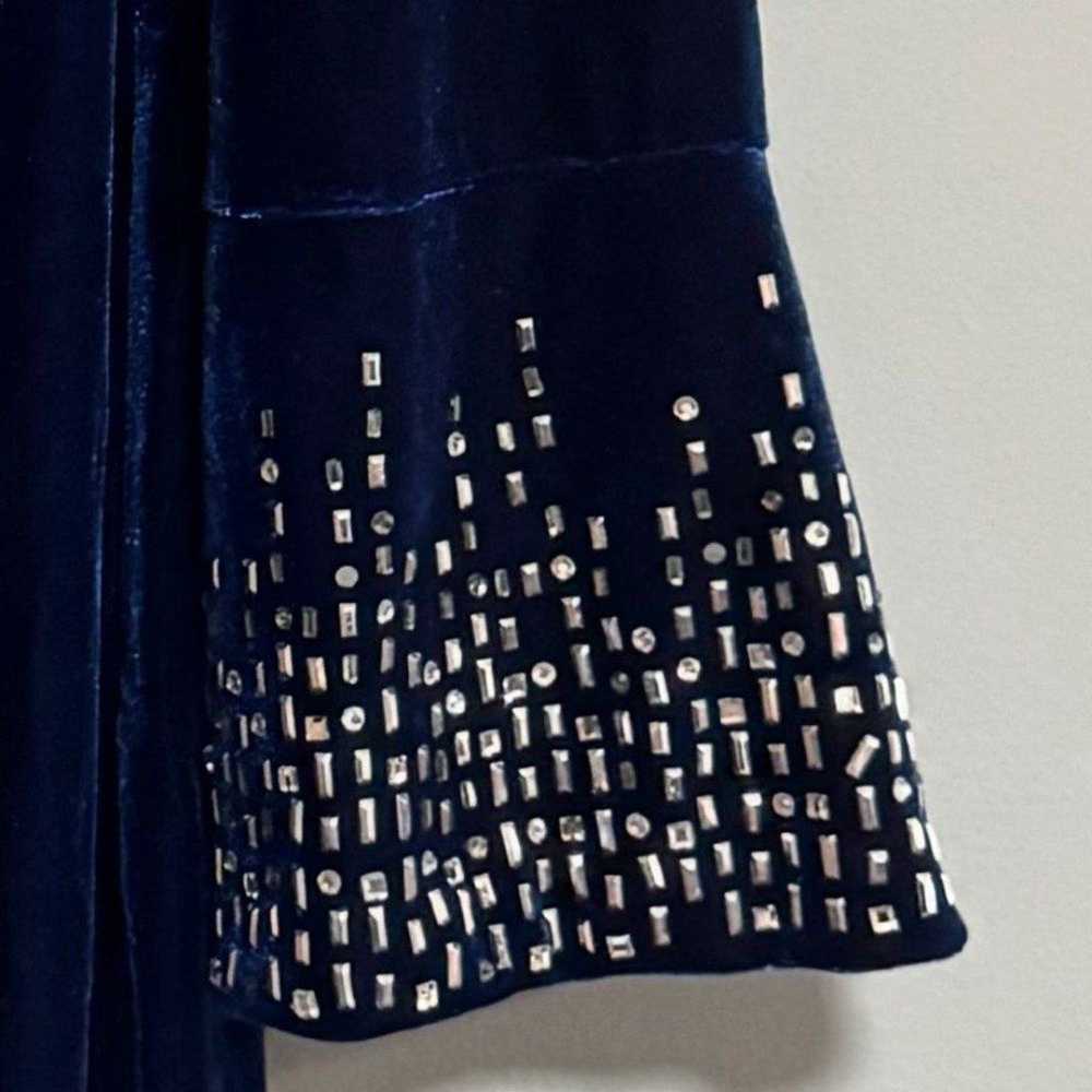 CALVIN KLEIN Blue Velvet Mini Dress with Silver B… - image 5