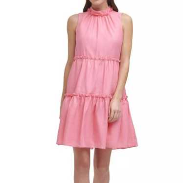 Vince Camuto Pink Linen High Neck Sleeveless dress