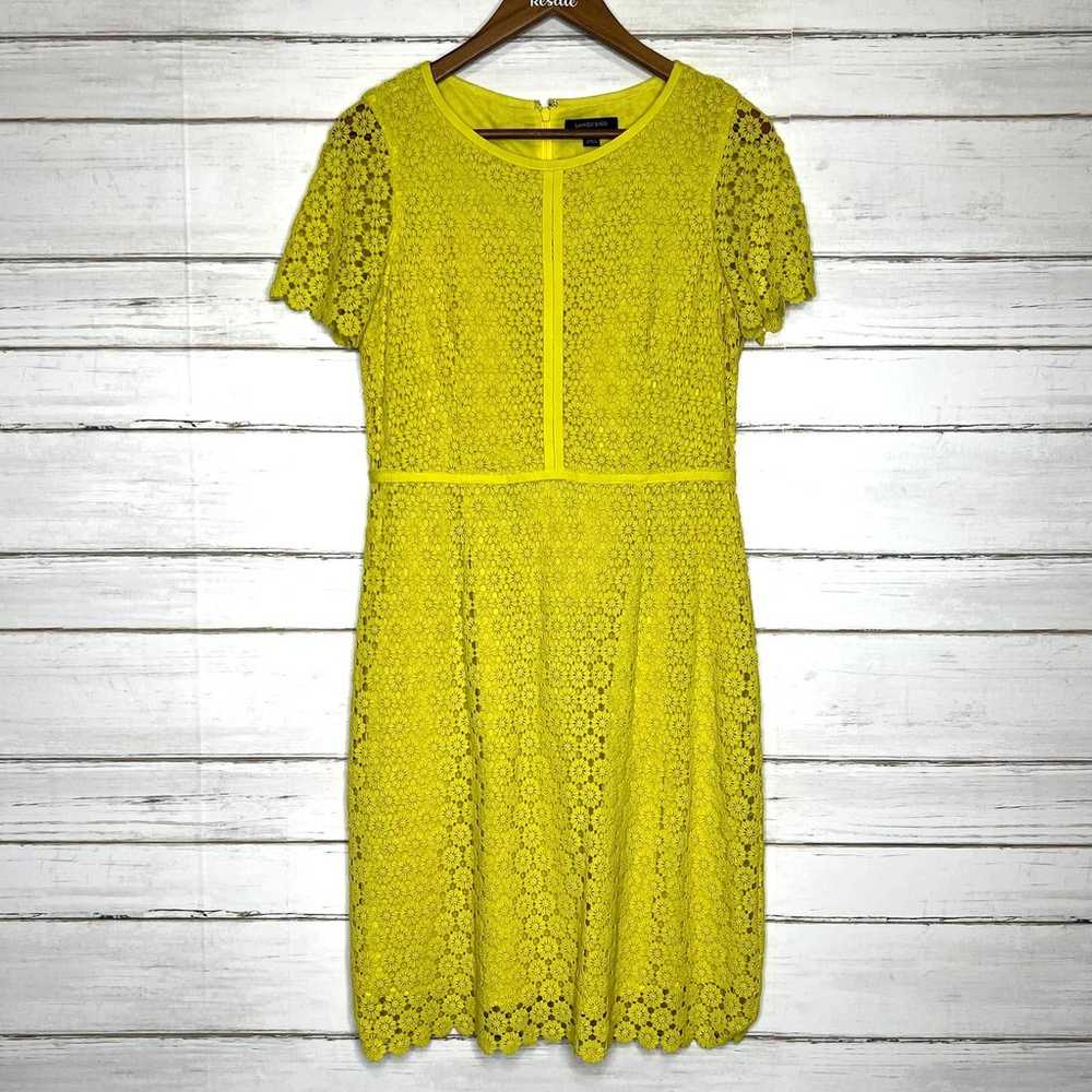 Lands' End Floral Yellow Lace Dress Size 8 - image 1