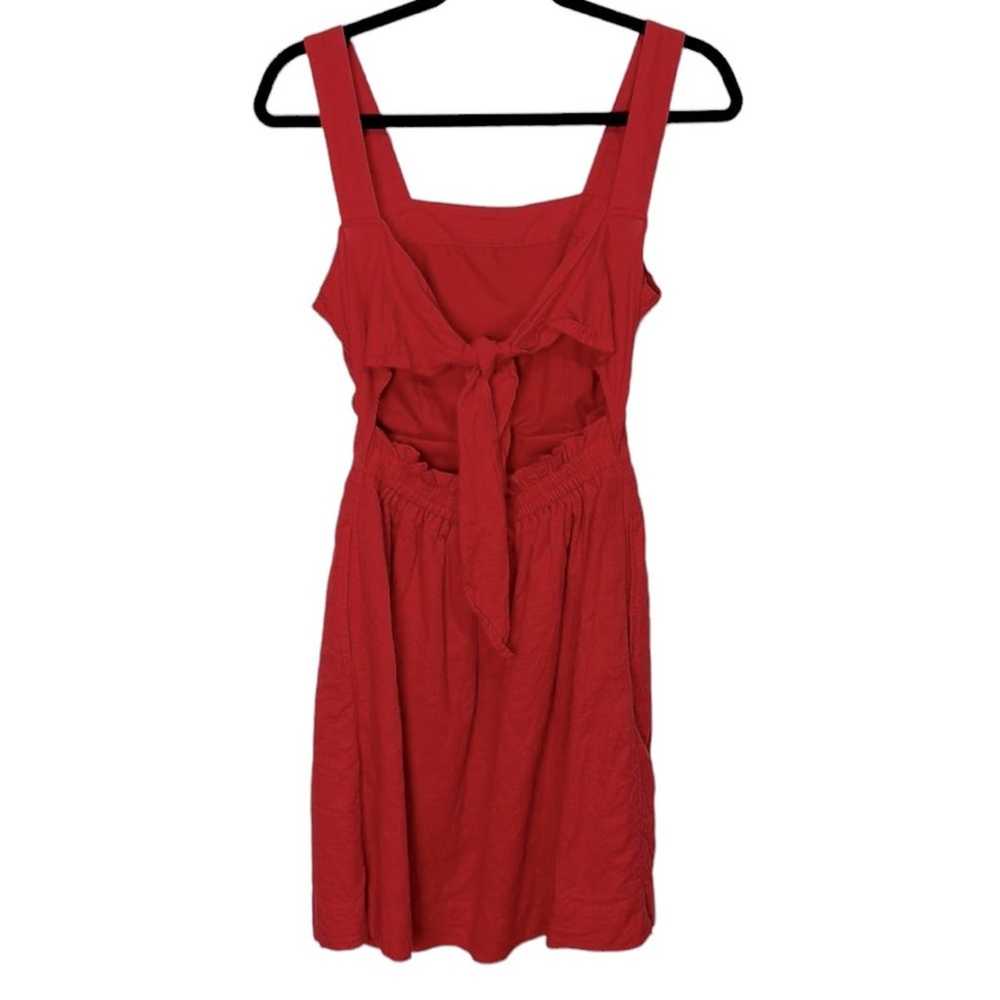 J. Crew Red Cotton Linen Apron Bow Mini Dress Wom… - image 3