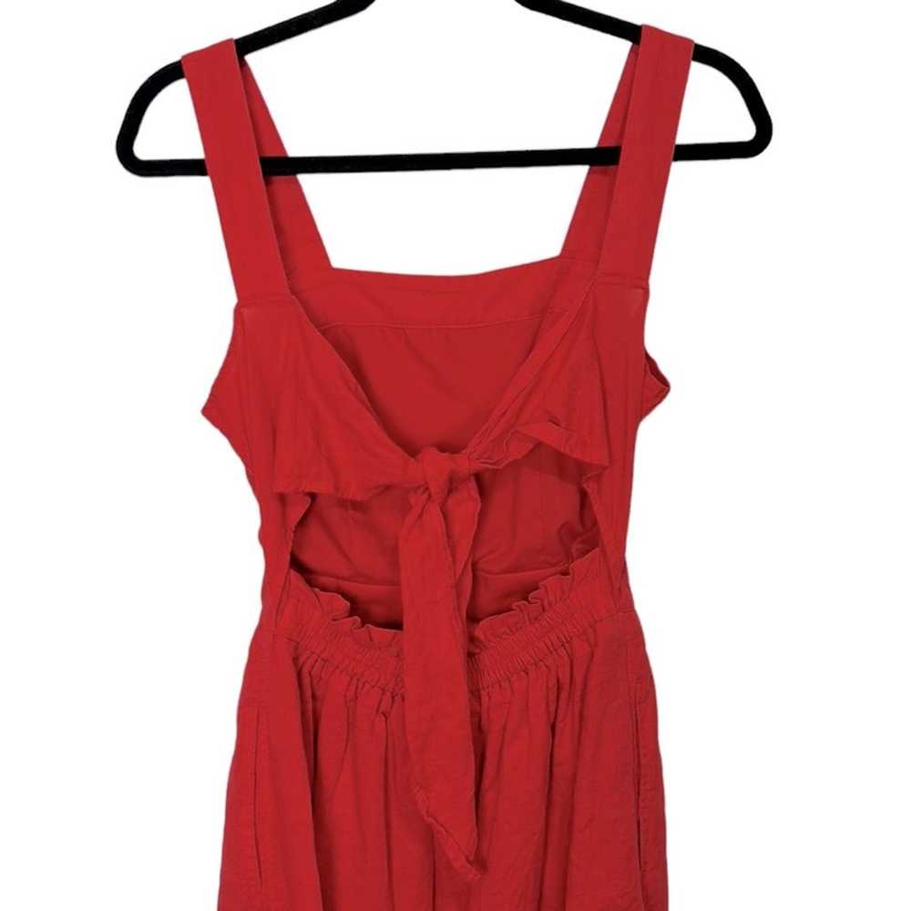 J. Crew Red Cotton Linen Apron Bow Mini Dress Wom… - image 4