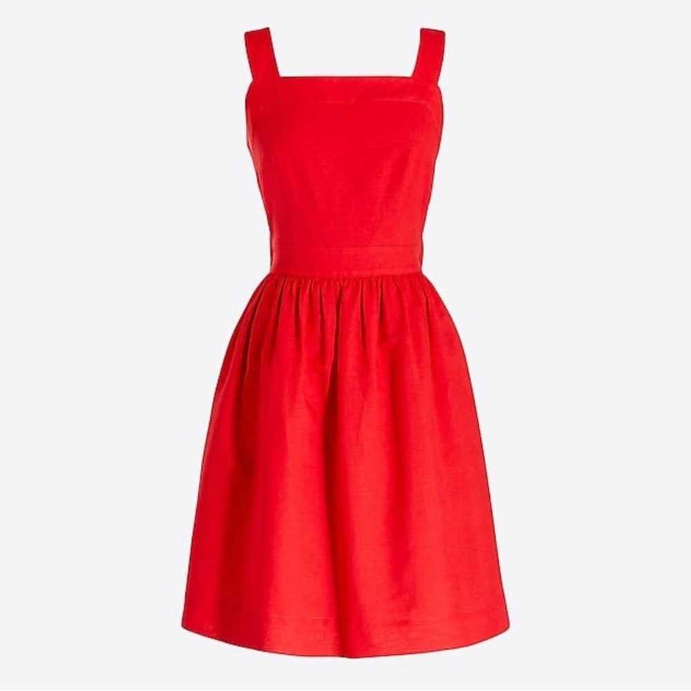 J. Crew Red Cotton Linen Apron Bow Mini Dress Wom… - image 7