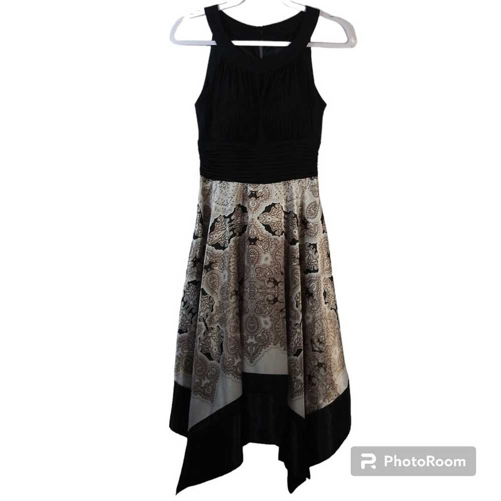 Melrose Black Beige Paisley Asymmetrical Dress Ha… - image 1