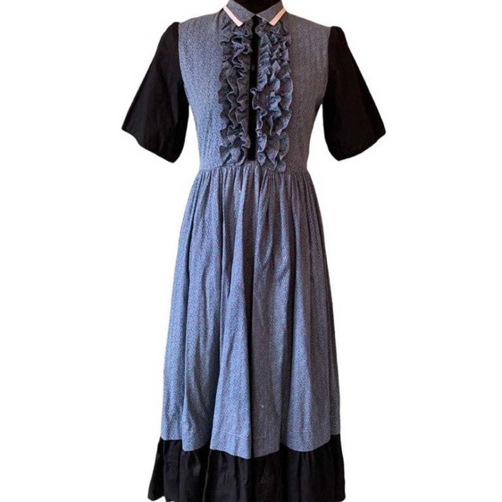 Vintage Praire Paisley Ruffle Front Midi Dress - image 1
