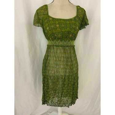 Zara Womens Green Sheer Short Sleeve Mini Dress L… - image 1
