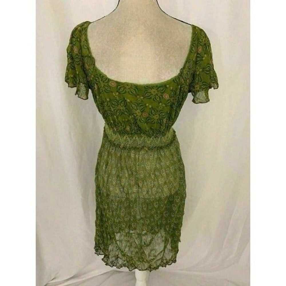 Zara Womens Green Sheer Short Sleeve Mini Dress L… - image 4
