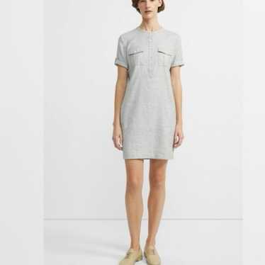 Theory Grey Lina Linen Blend Shirt Dress Size 6 - image 1