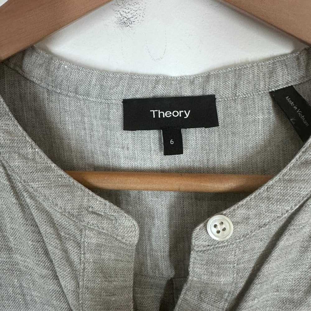Theory Grey Lina Linen Blend Shirt Dress Size 6 - image 3