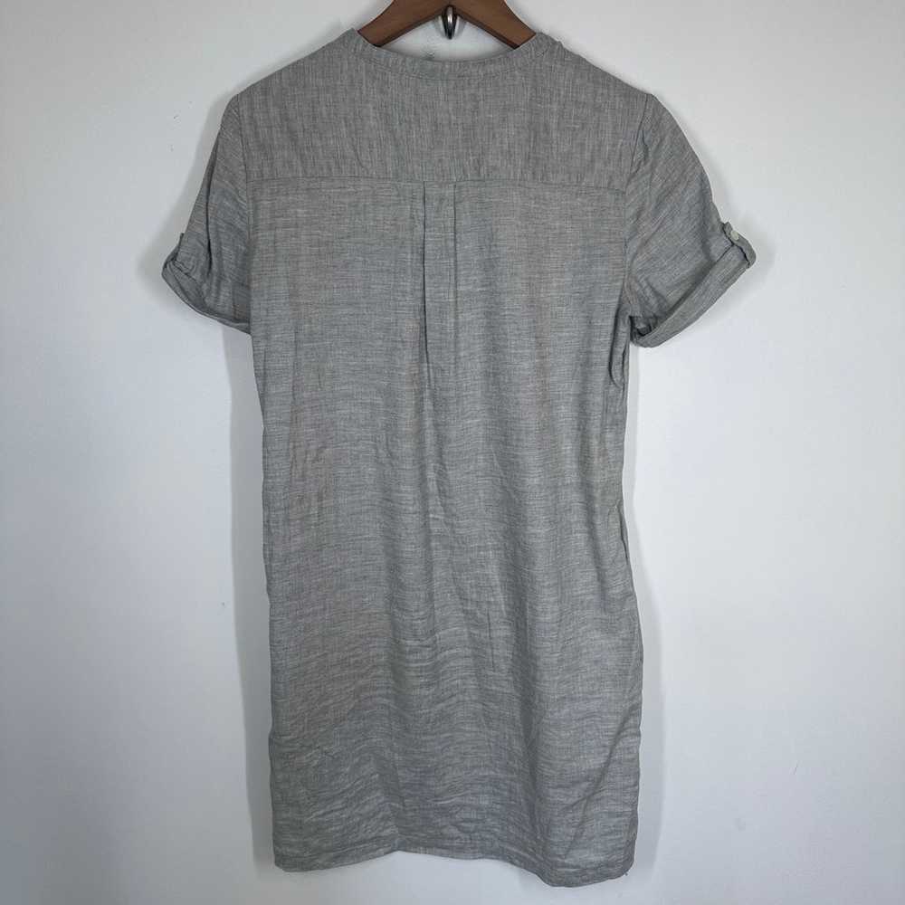 Theory Grey Lina Linen Blend Shirt Dress Size 6 - image 5