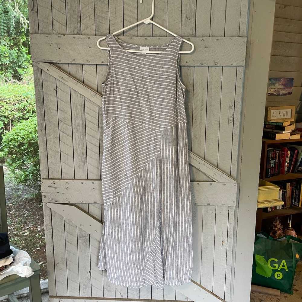 J.Jill Linen Stripe Petite S Dress - image 1
