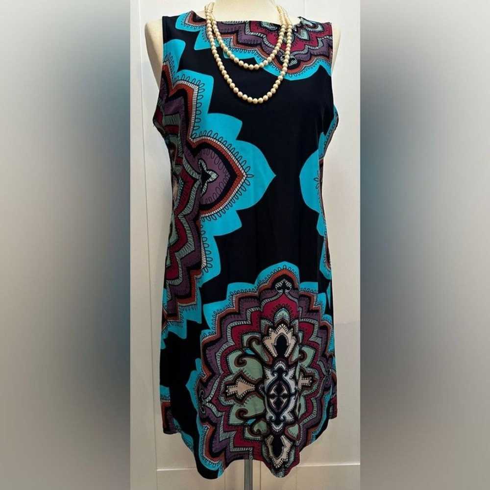 Burst Print Blue & Purple Aryeh Sleeveless Dress … - image 1