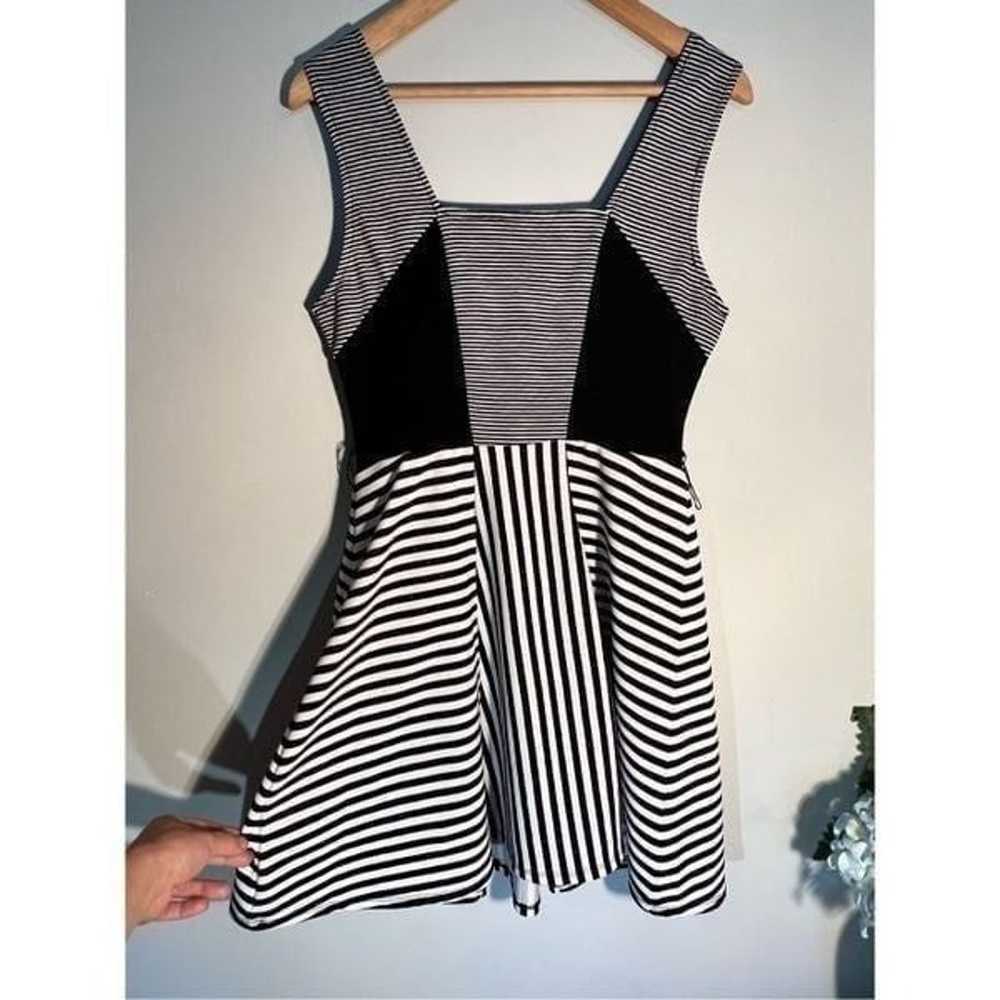60s black and white striped retro dress | Large - image 2