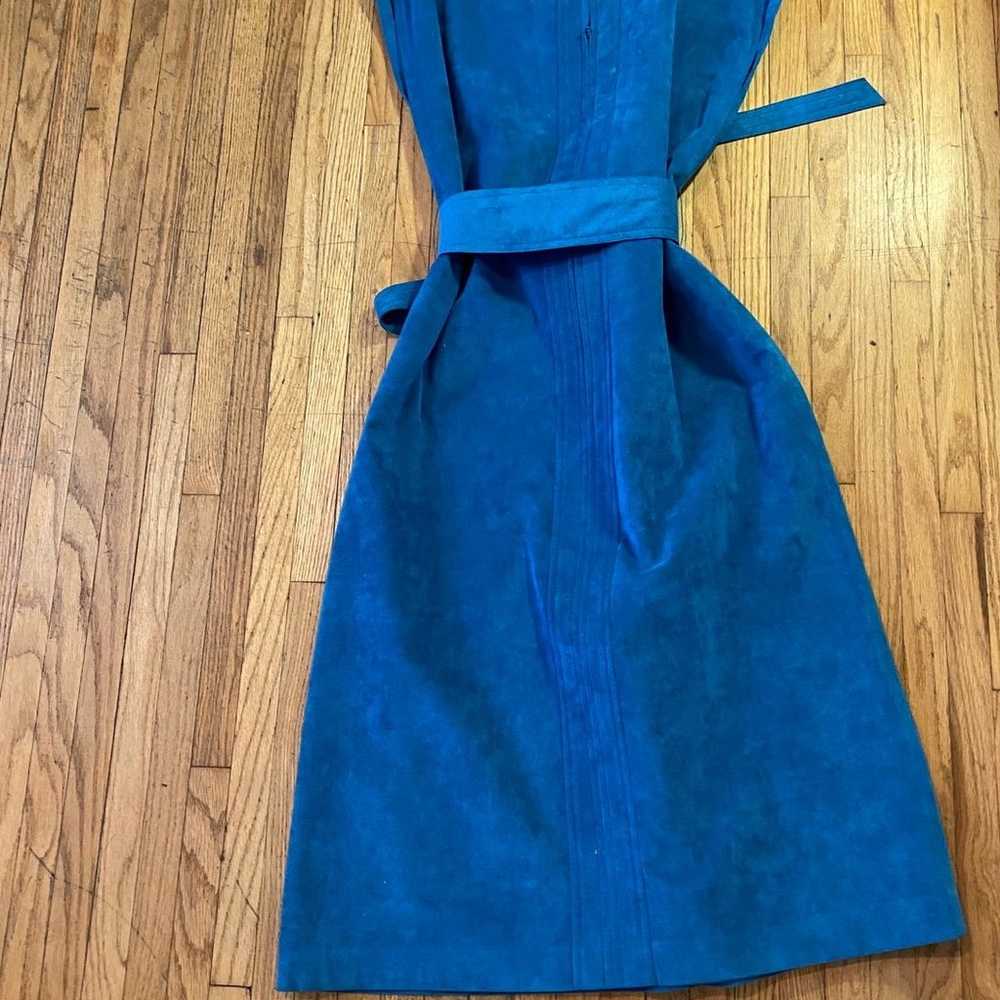 60s 70s Electric Blue Suede Dress Saks fifth aven… - image 12