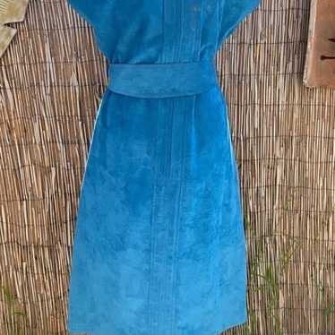 60s 70s Electric Blue Suede Dress Saks fifth aven… - image 1