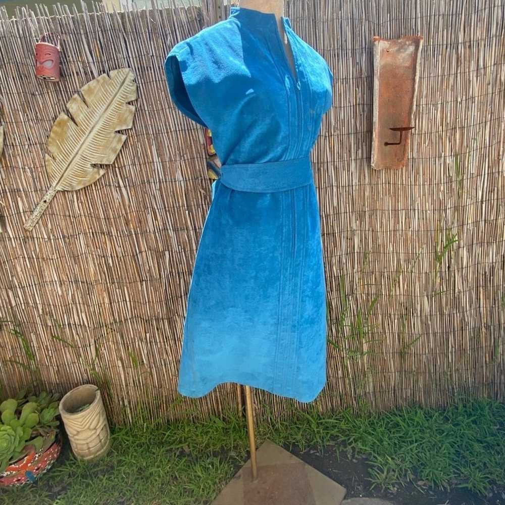 60s 70s Electric Blue Suede Dress Saks fifth aven… - image 8