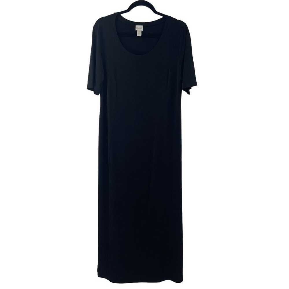 Chico's Short Sleeve Black Maxi Dress Women's 12 - image 1