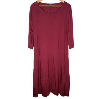 Eileen Fisher XL Red Half Sleeve Scoop Neck Midi … - image 1