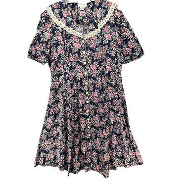 Vintage Betsys Things Dress Womens 18 Blue Floral 