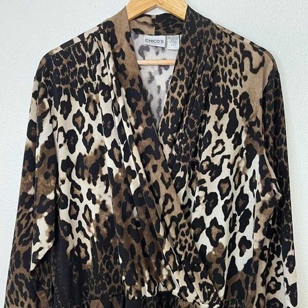 Chico’s Leopard Wrap Dress Animal Print 3/4 Sleev… - image 3