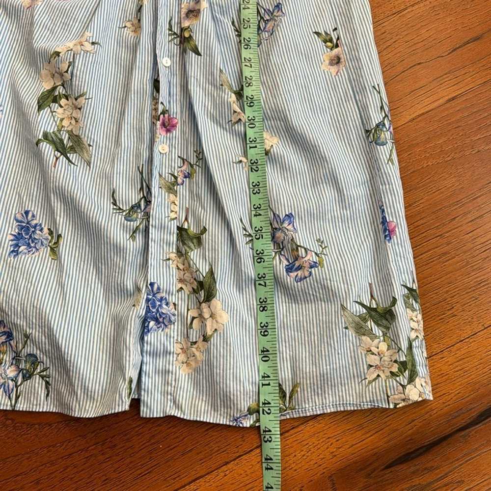 Zara Floral Striped Front Knot Shirt Dress - image 7