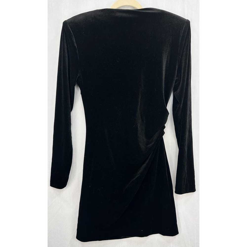 ZARA Black Velvet Mini Dress Long Sleeve Asymmetr… - image 4