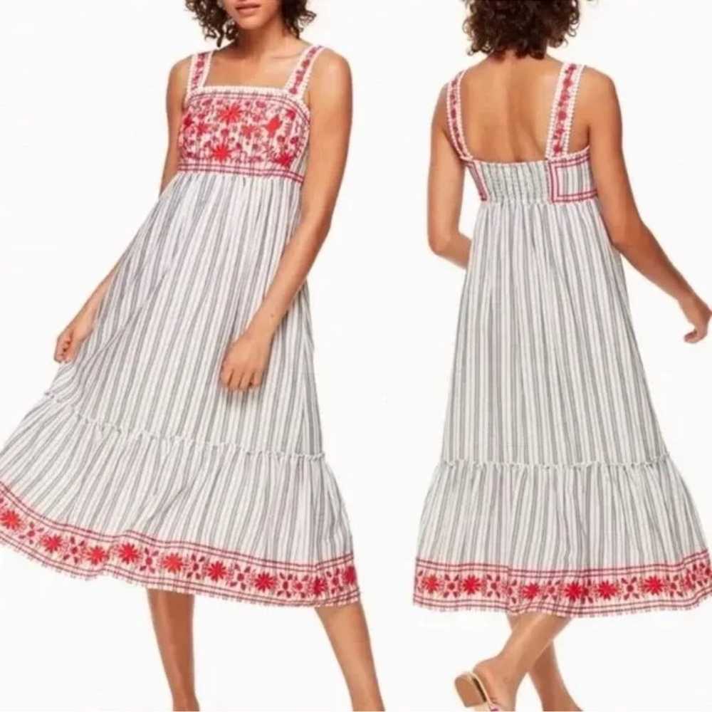 KATE SPADE BROOME STREET Gray Striped Midi Dress … - image 1