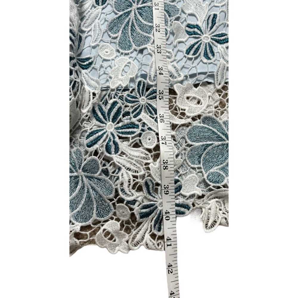 $400 Elie Tahari White Blue Floral Overlay Cockta… - image 5