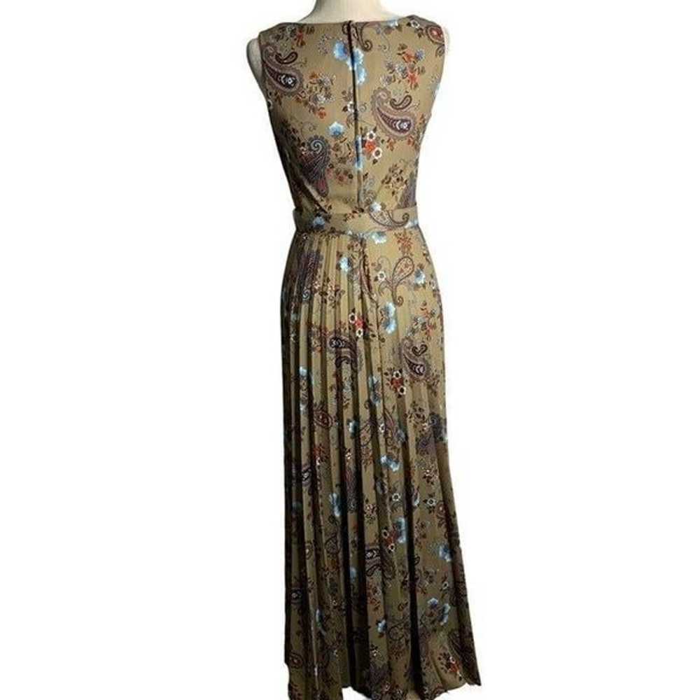 Vintage 70s Paisley Sleeveless Maxi Dress S Brown… - image 4