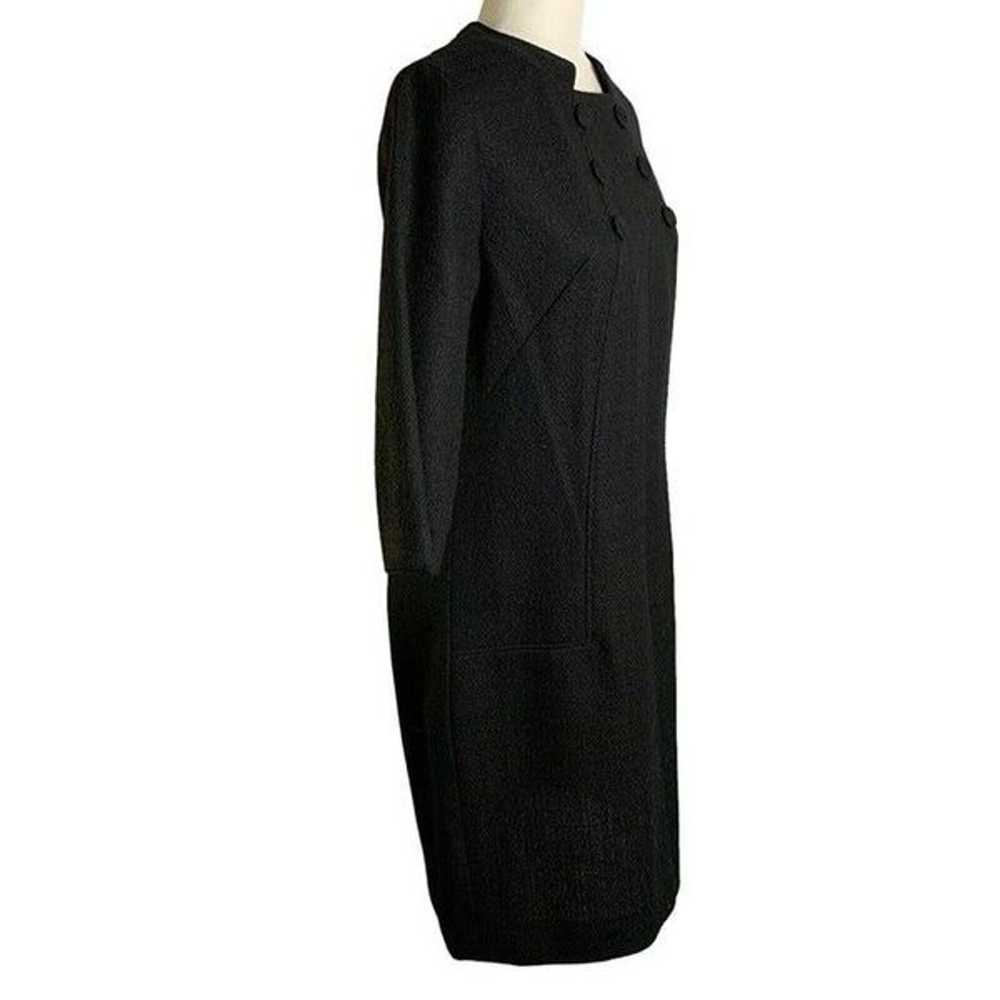 Vintage 60s Mod Wool Shift Dress S Black Knit 3/4… - image 5