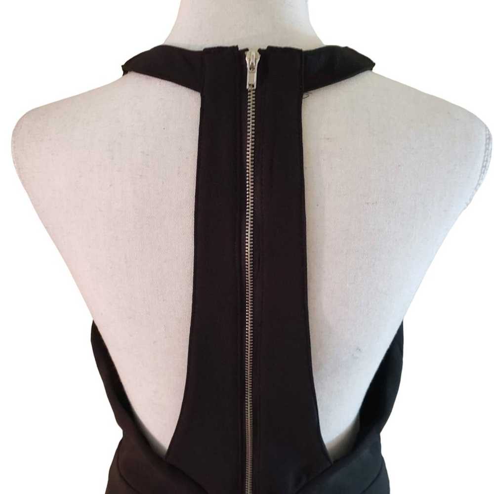 Line & Dot Black T-Back Zipper Backless High Neck… - image 8