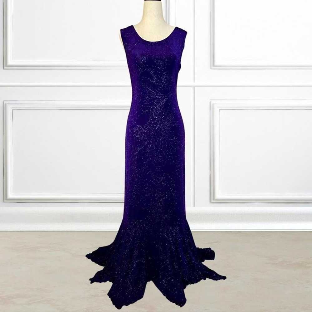 Vintage Purple Glitter Mermaid Evening Gown | For… - image 2