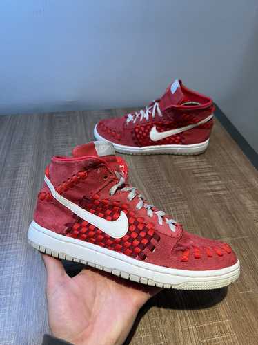 Nike Nike Mens Dunk Woven Hi Red Shoes Sneakers Si